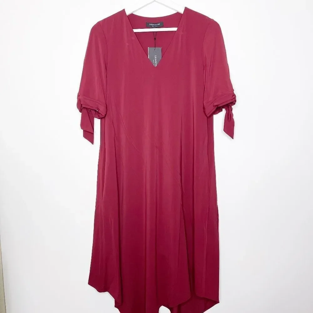 LAFAYETTE 148 Noor V-Neck Tie Sleeve Shift Dress  - Picture 2 of 10